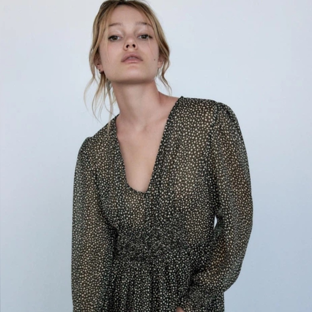 Zara Chiffon Polka Dots Tunics  Mini Dress